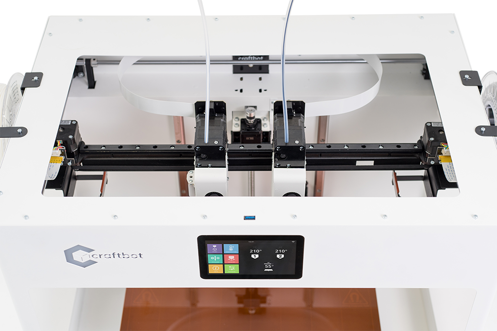3D printing, 3D printer, Craftbot Flow IDEX XL, Plug & Play, Large scale, Additive manufacturing, Printer bed, Compact workhorse, FDM printer, High-technology features, 2 different materials, Parallel printing, Dual extruder, Touch screen