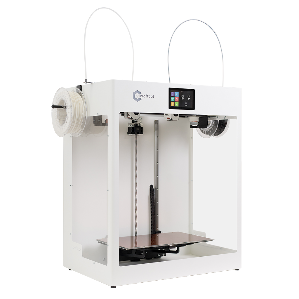 3D printing, 3D printer, Craftbot Flow IDEX XL, Plug & Play, Large scale, Additive manufacturing, Printer bed, Compact workhorse, FDM printer, High-technology features, 2 different materials, Parallel printing, Dual extruder, Touch screen