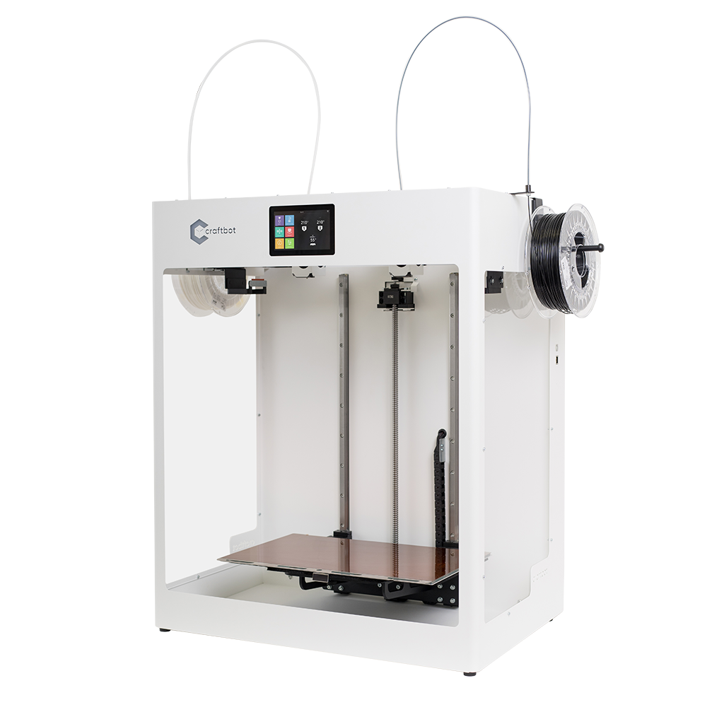 3D printing, 3D printer, Craftbot Flow IDEX XL, Plug & Play, Large scale, Additive manufacturing, Printer bed, Compact workhorse, FDM printer, High-technology features, 2 different materials, Parallel printing, Dual extruder