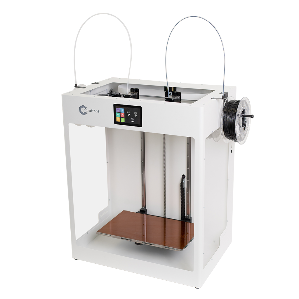 3D printing, 3D printer, Craftbot Flow IDEX XL, Plug & Play, Large scale, Additive manufacturing, Printer bed, Compact workhorse, FDM printer, High-technology features, 2 different materials, Parallel printing, Dual extruder, Touch screen