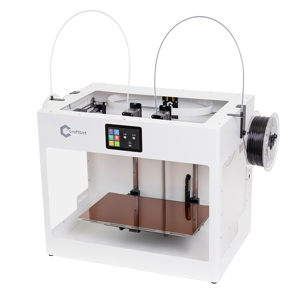 3D printing, 3D printer, Craftbot, Craftbot Flow IDEX, High-quality, FDM printer, Mesh bed leveling, Easy setup, Quality, Dual extruder, Professional, Production optimization, Filament