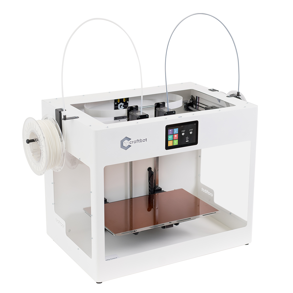 3D printing, 3D printer, Craftbot, Craftbot Flow IDEX, High-quality, FDM printer, Mesh bed leveling, Easy setup, Quality, Dual extruder, Professional, Production optimization, Printer bed, Filament